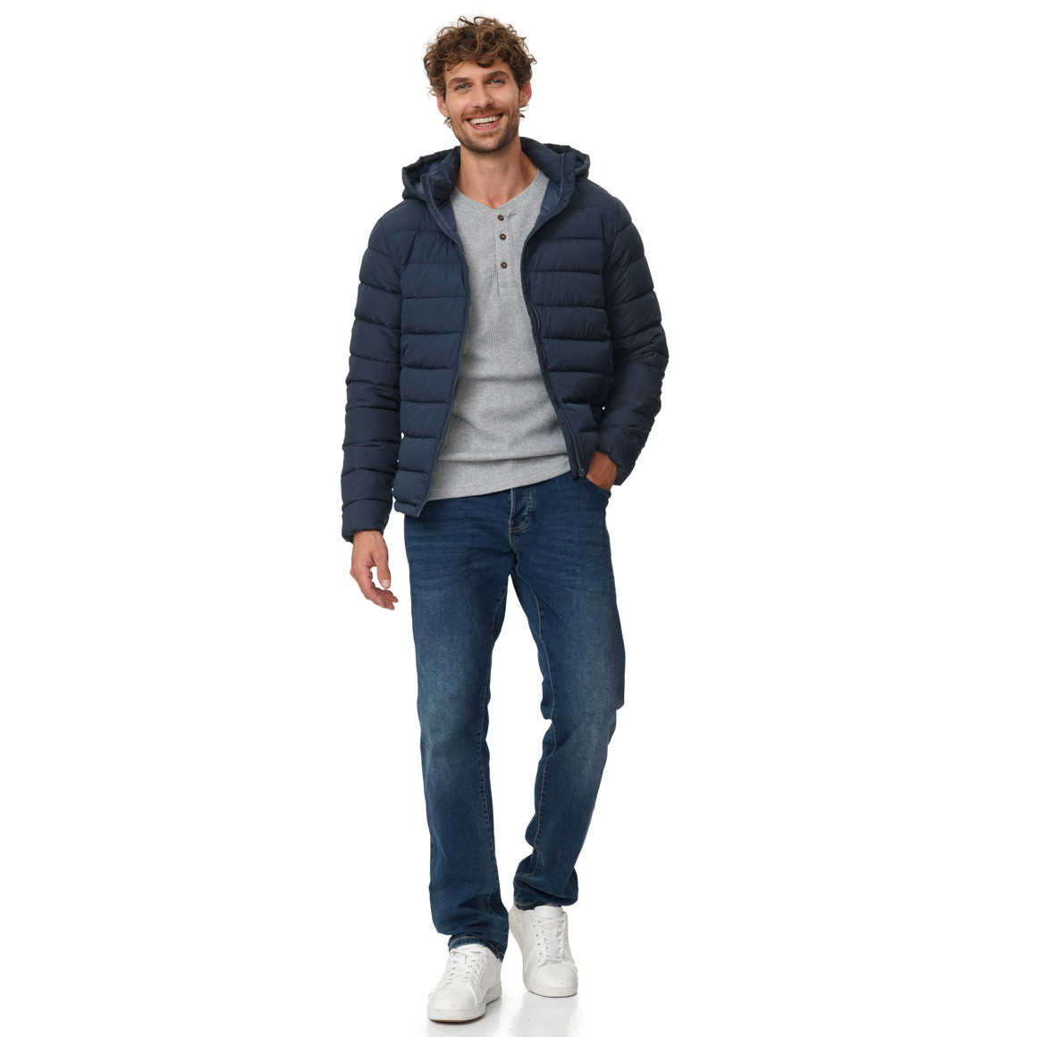 Herren Steppjacke mit abnehmbarer Kapuze