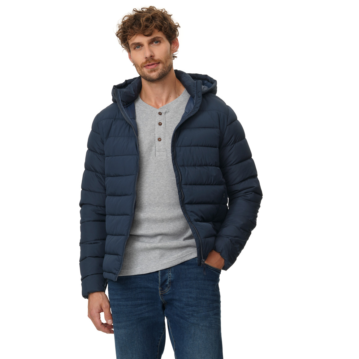 Herren Steppjacke mit abnehmbarer Kapuze