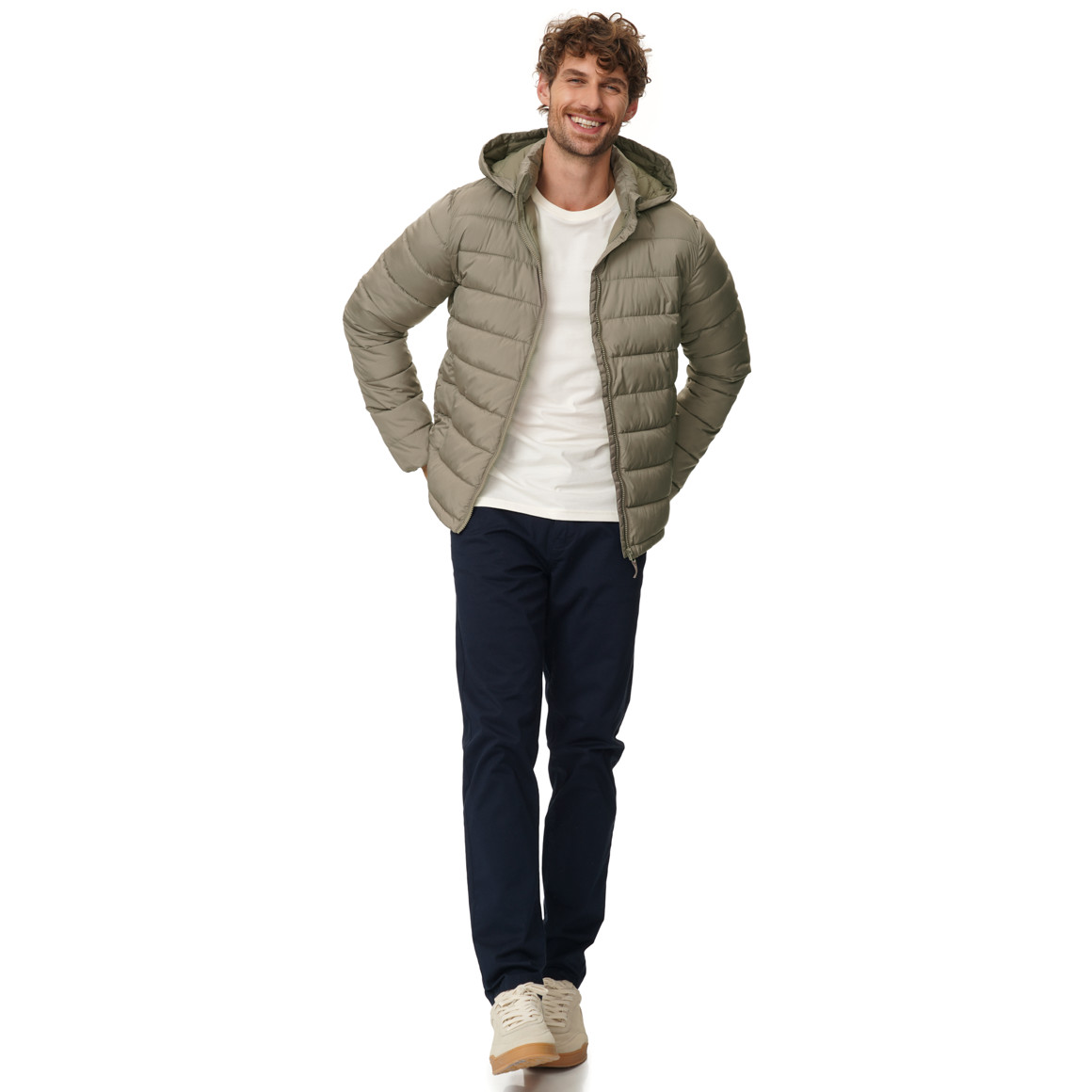 Herren Steppjacke mit abnehmbarer Kapuze