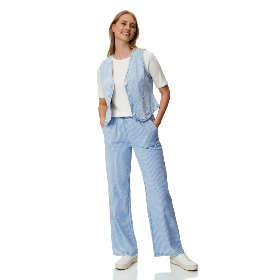 Damen Jeansweste mit Knopfleiste