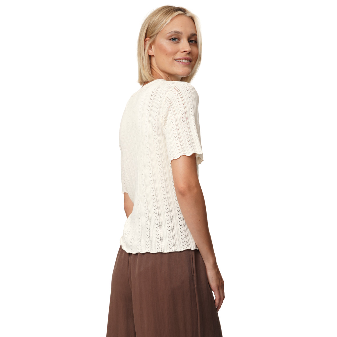 Damen Strickshirt mit Wellenbündchen