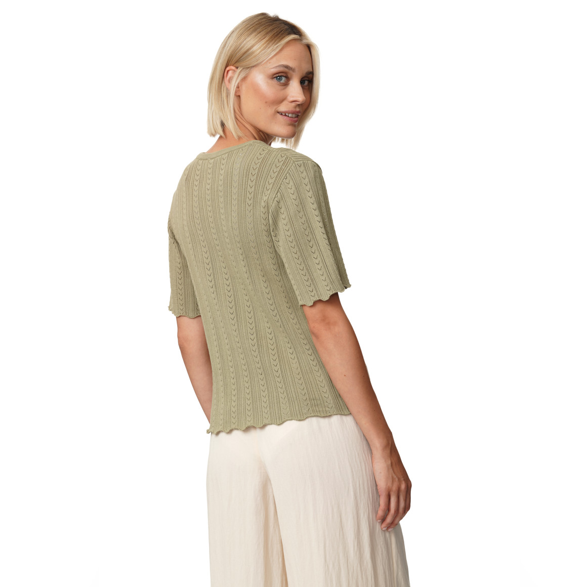 Damen Strickshirt mit Wellenbündchen