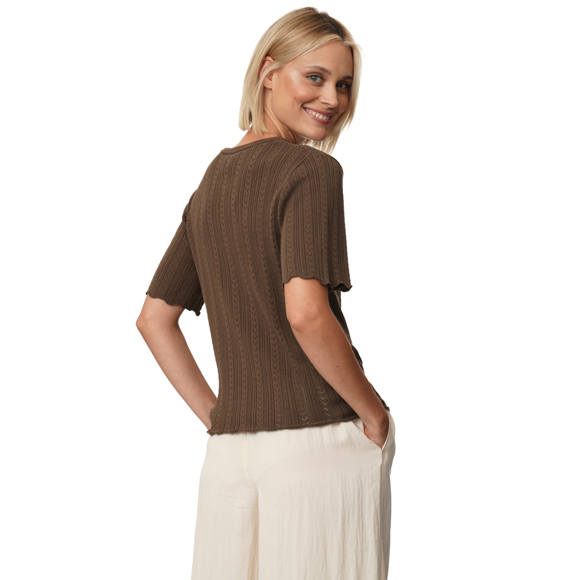 Damen Strickshirt mit Wellenbündchen
