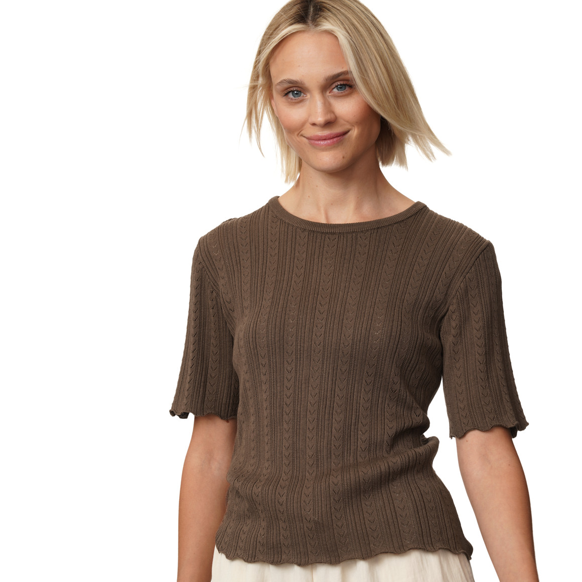 Damen Strickshirt mit Wellenbündchen