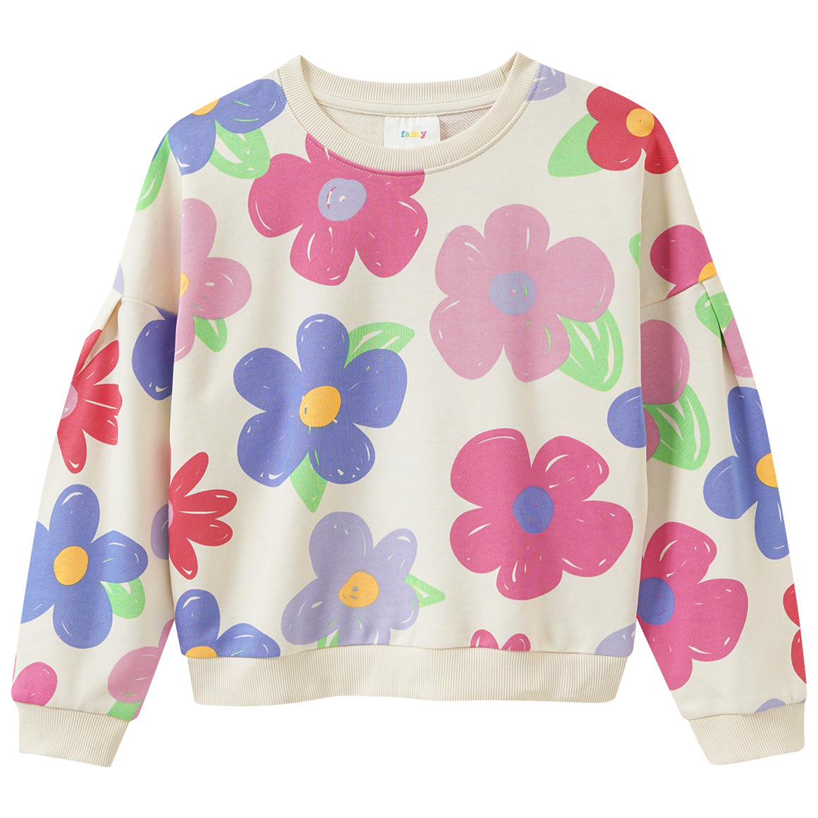 Mädchen Sweatshirt mit Blumen-Print