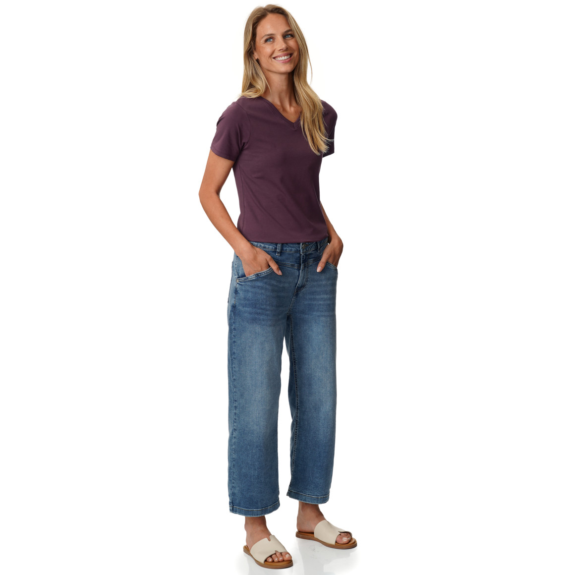 Damen T-Shirt mit V-Ausschnitt