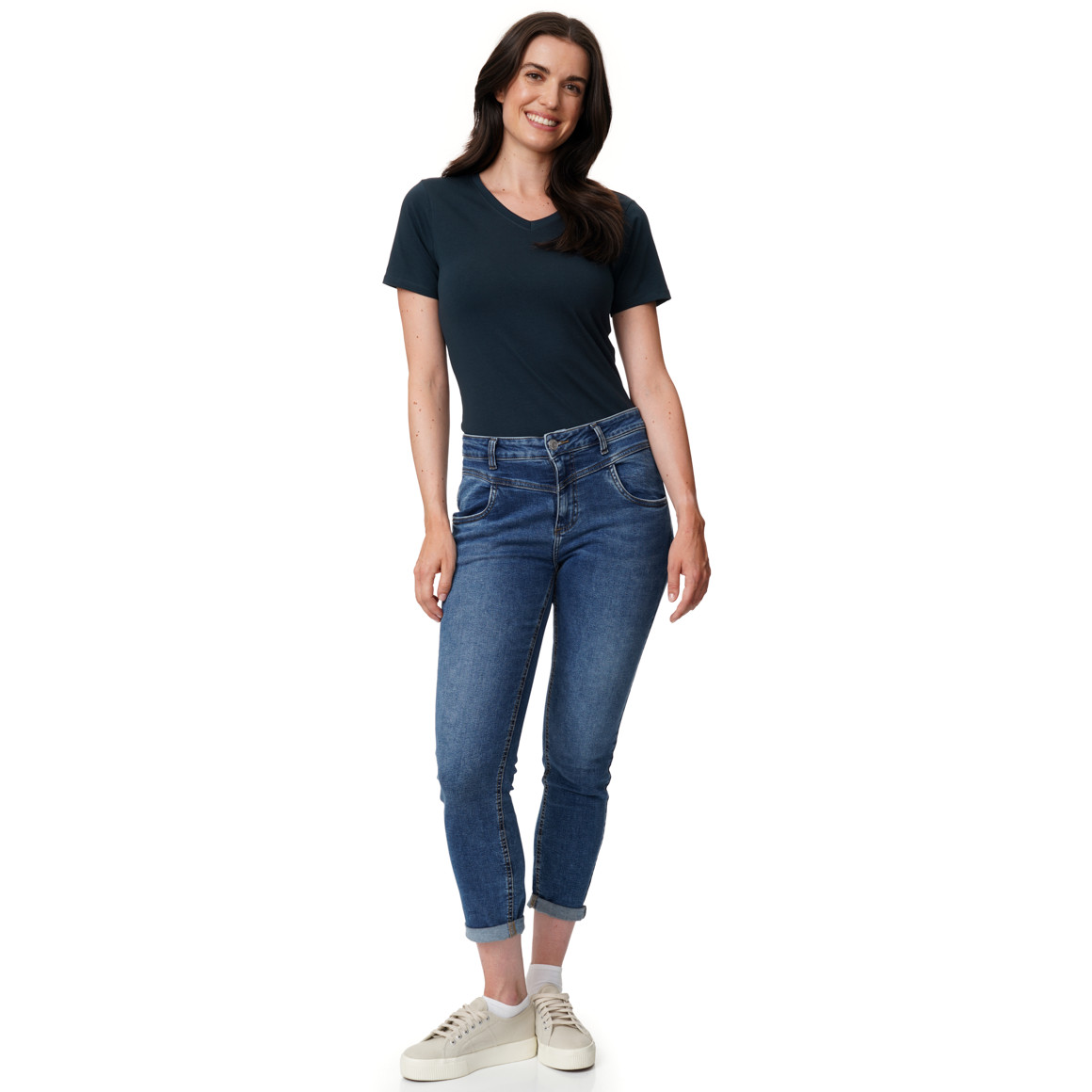 Damen T-Shirt mit V-Ausschnitt