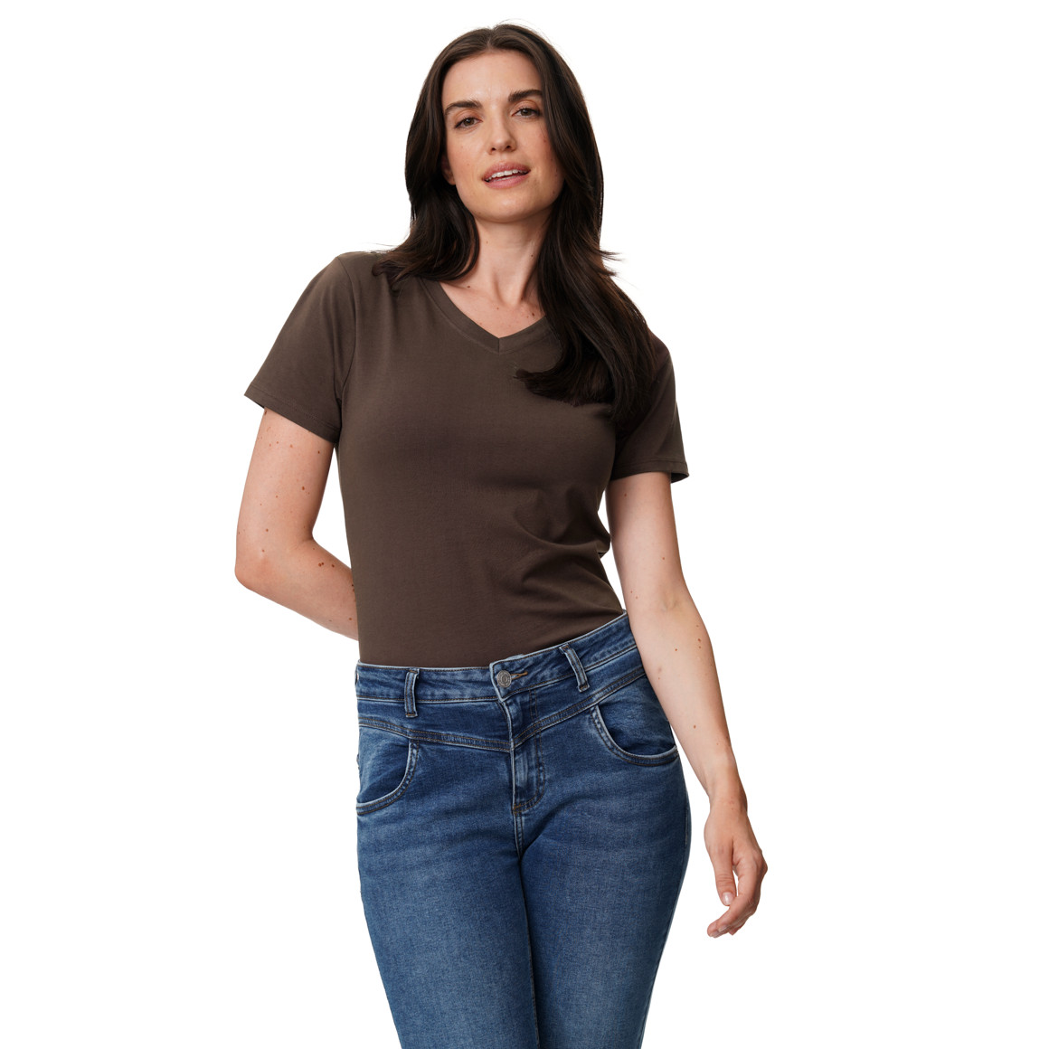 Damen T-Shirt mit V-Ausschnitt