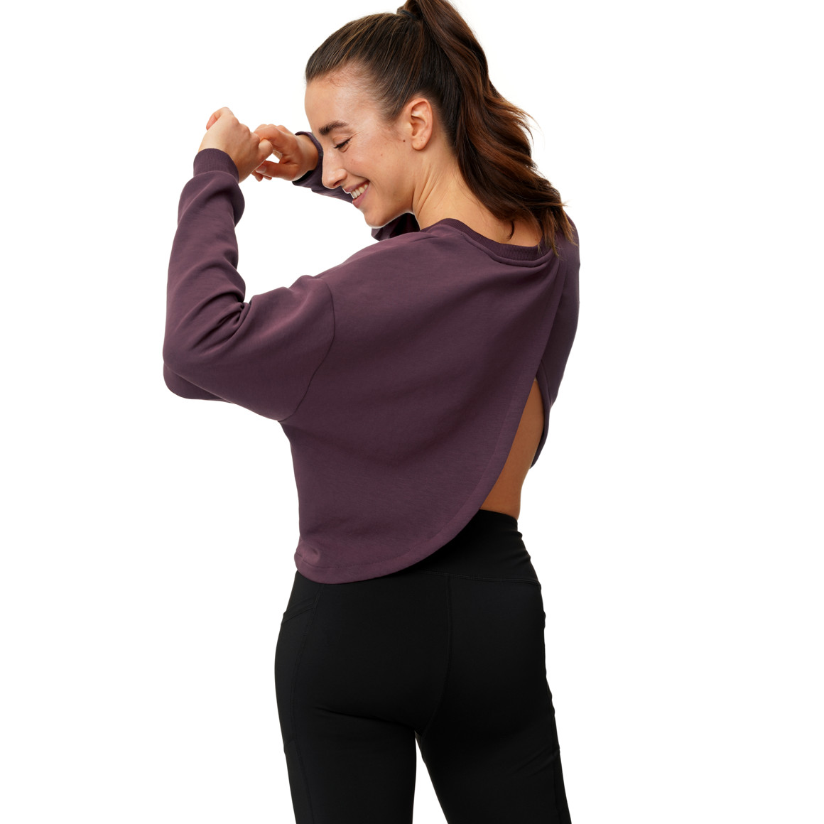 Damen Sport-Sweatshirt mit offenem Rücken