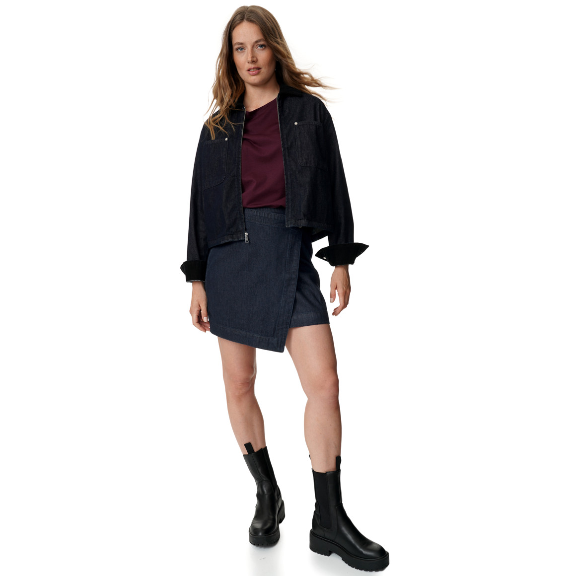 Damen Jeansrock zum Wickeln