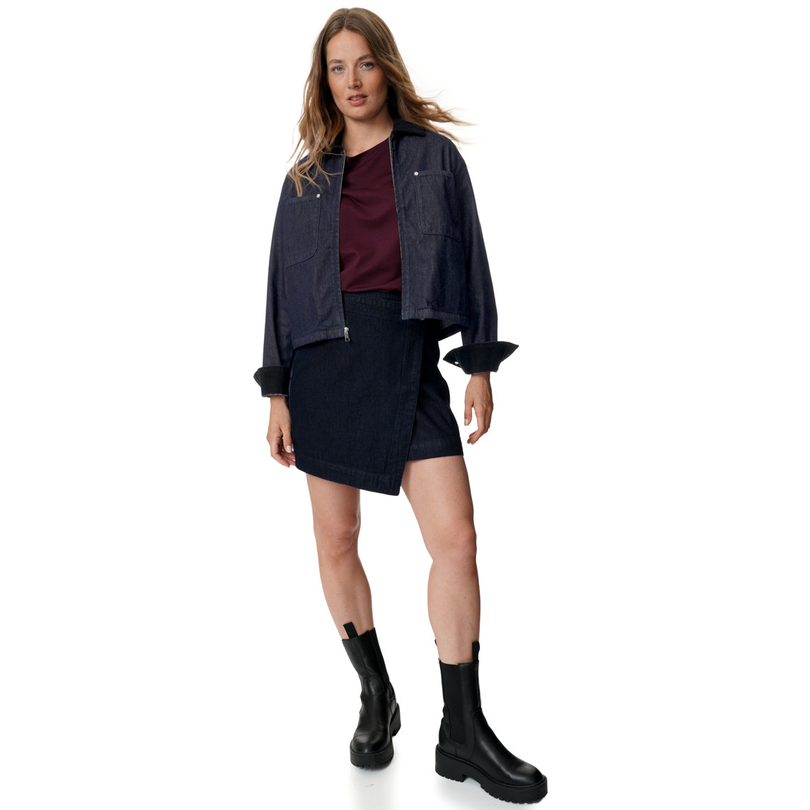 Damen Jeansjacke mit Cord-Kragen