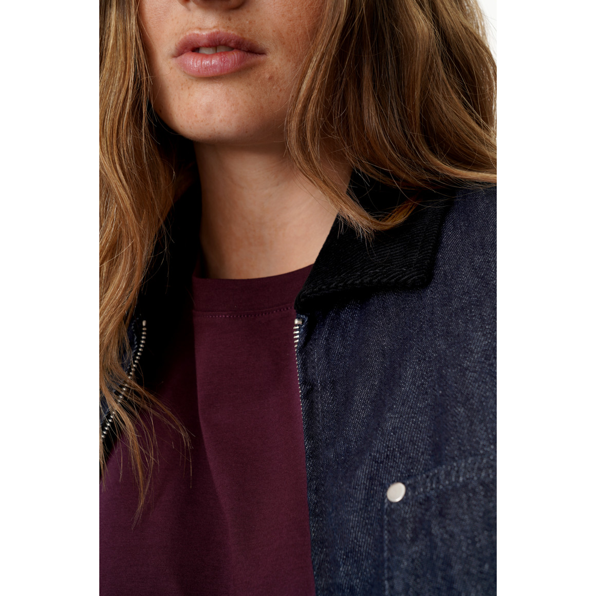 Damen Jeansjacke mit Cord-Kragen