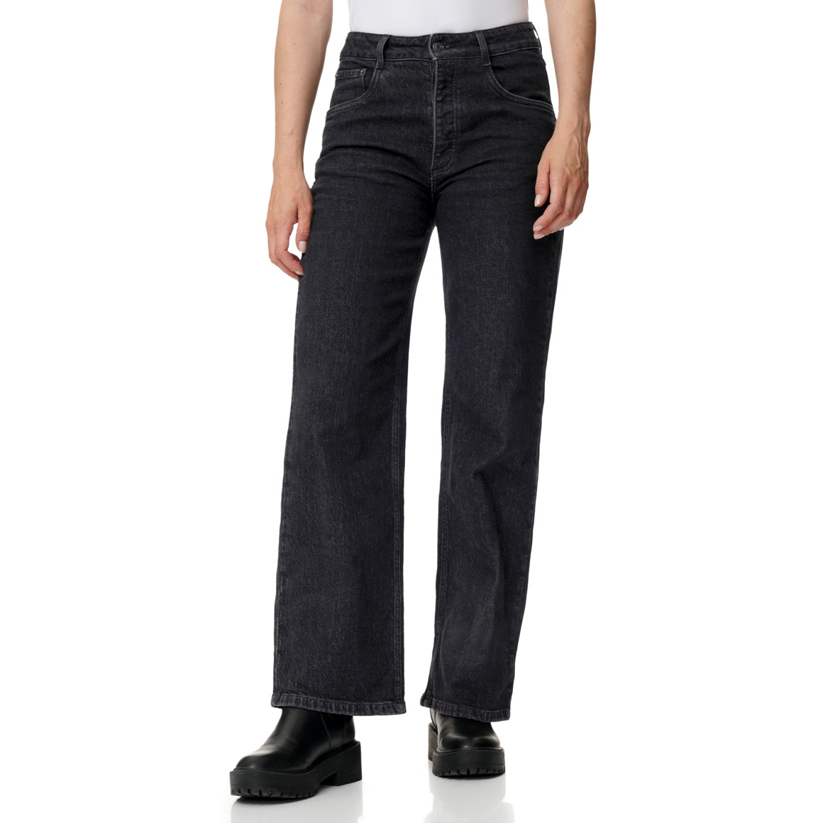 Damen Straight-Jeans mit weitem Bein