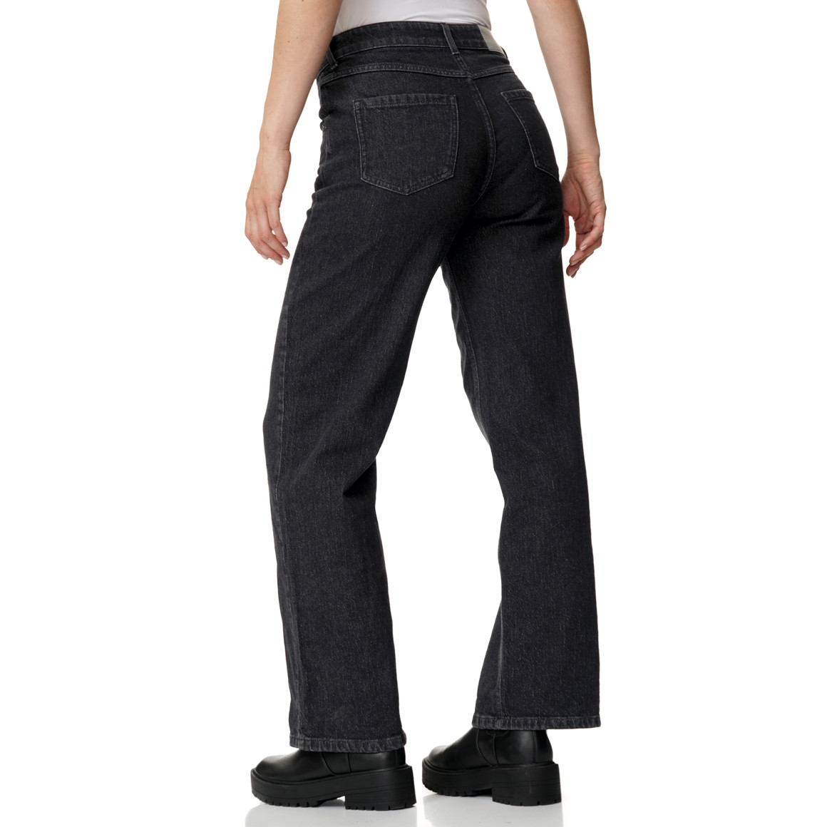Damen Straight-Jeans mit weitem Bein