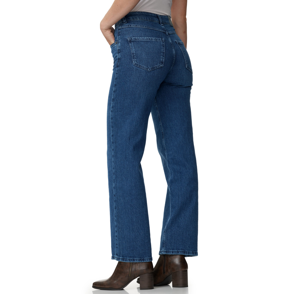Damen Straight-Jeans mit weitem Bein