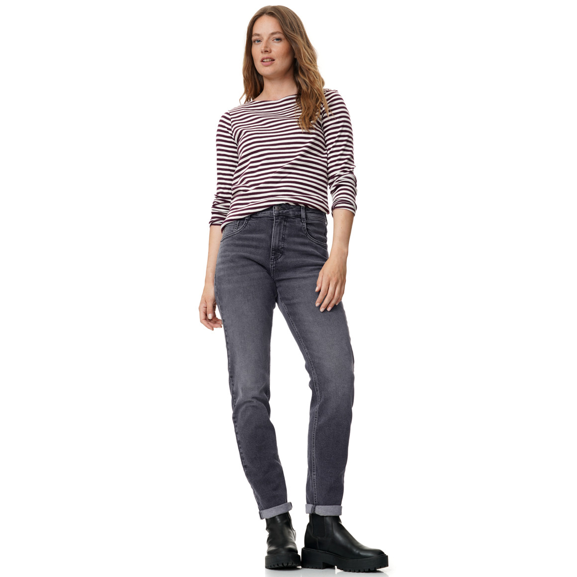 Damen Mom-Jeans mit Used-Waschung