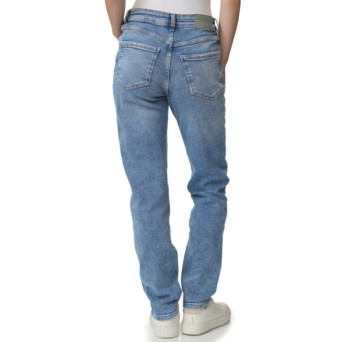 Dames mom-jeans met used-wassing
