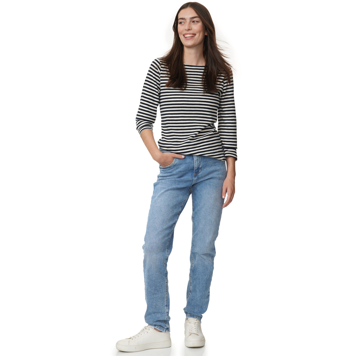 Dames mom-jeans met used-wassing