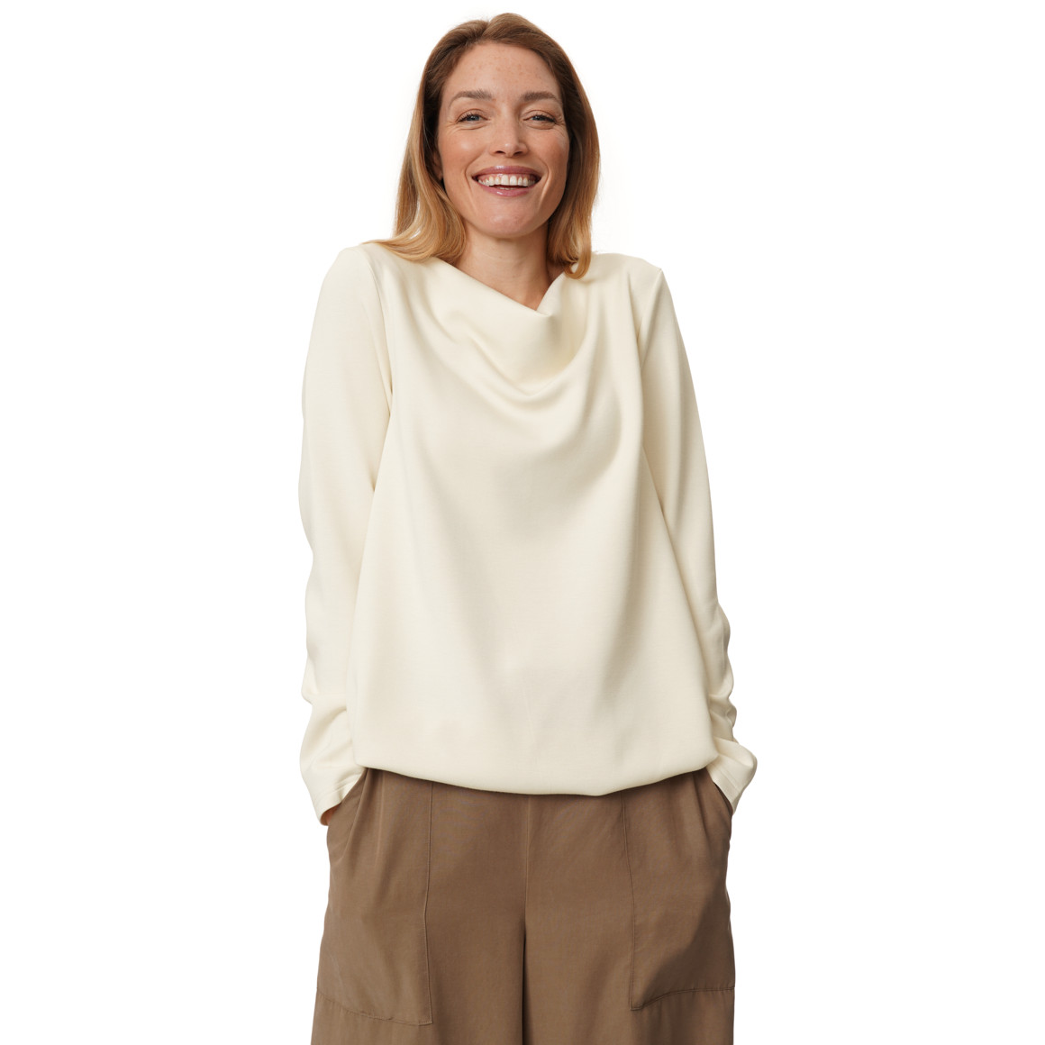 Damen Sweatshirt mit Wasserfallkragen