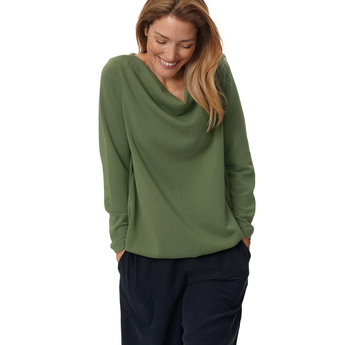 Damen Sweatshirt mit Wasserfallkragen