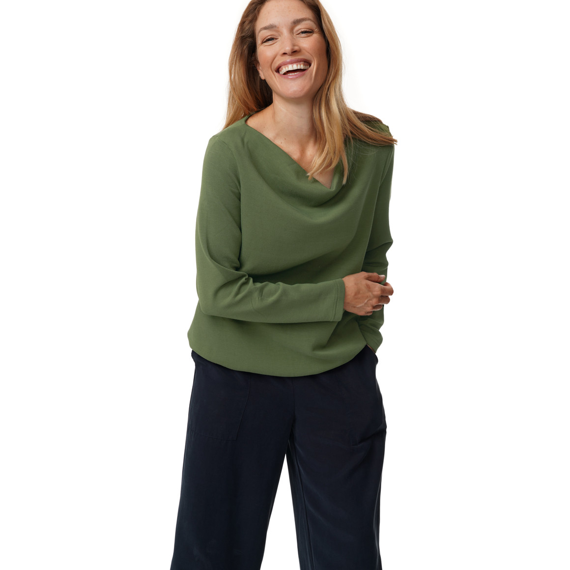 Damen Sweatshirt mit Wasserfallkragen