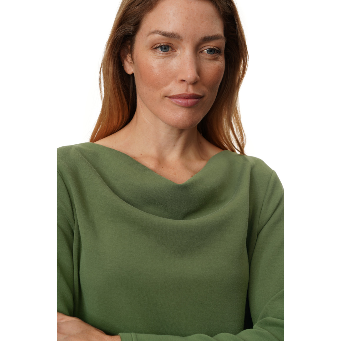 Damen Sweatshirt mit Wasserfallkragen
