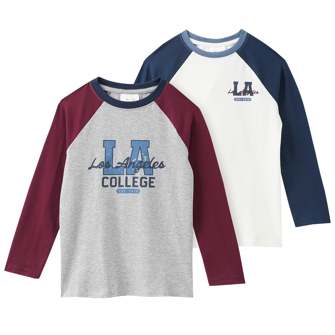 2 Jungen Langarmshirts mit Raglanärmeln