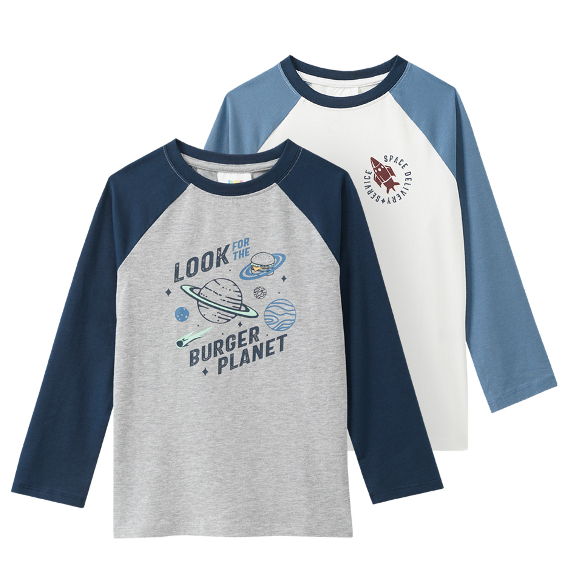 2 Jungen Langarmshirts mit Raglanärmeln