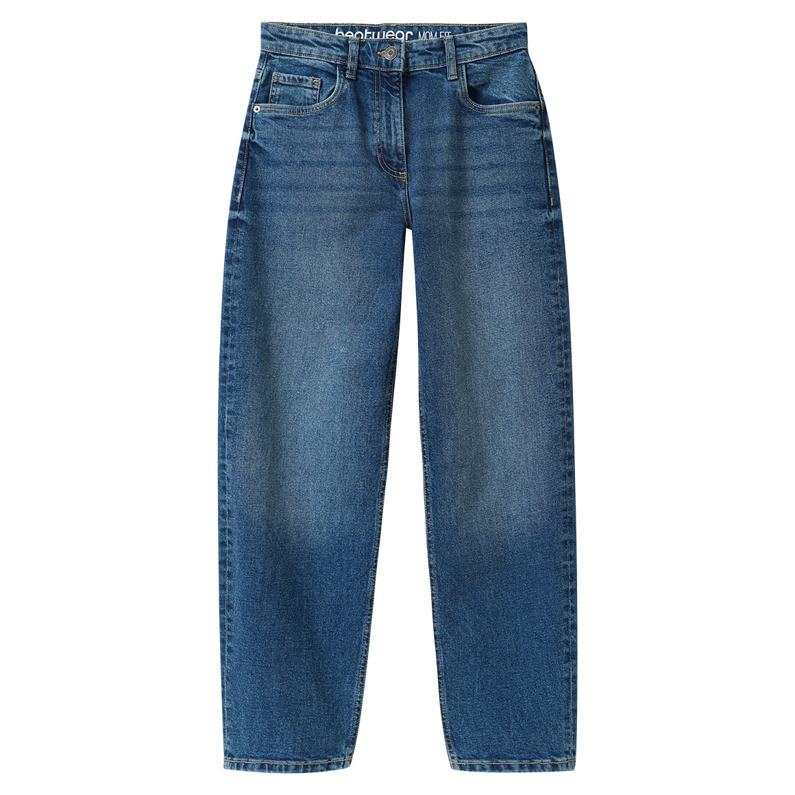 Mädchen Mom-Fit-Jeans mit verstellbarem Bund