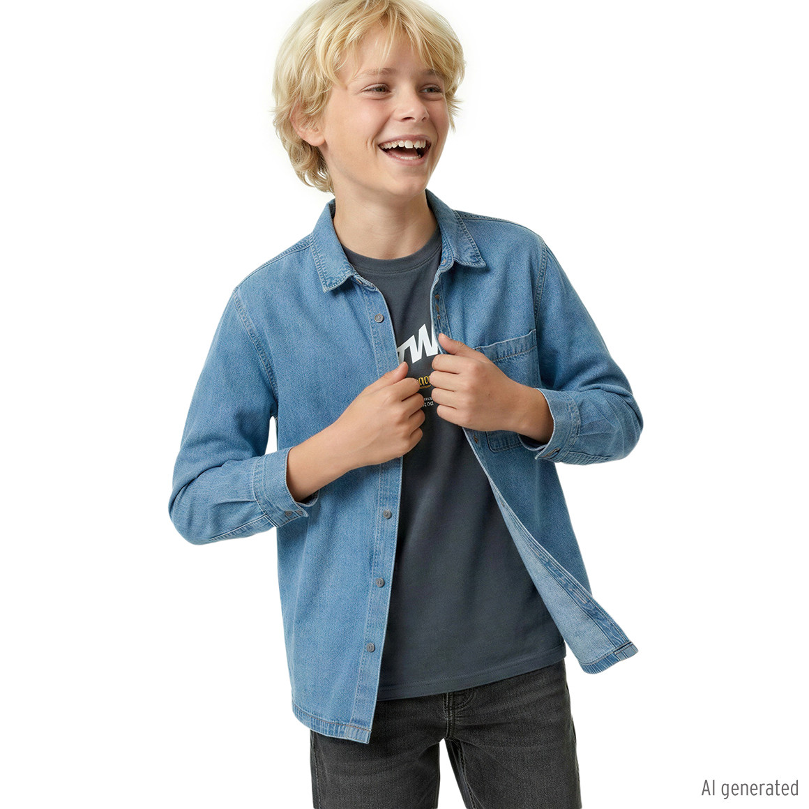 Jungen Jeanshemd in Used-Waschung