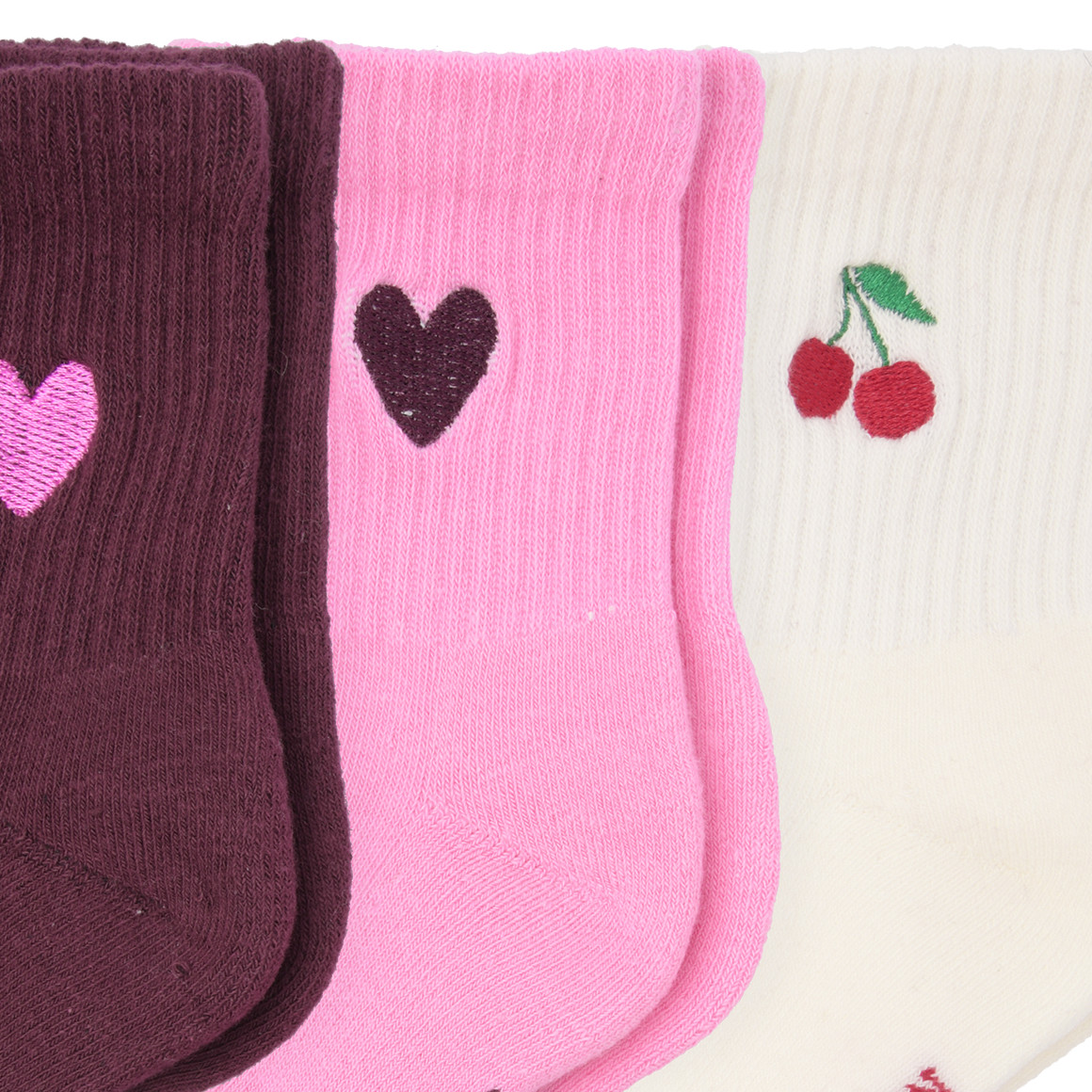 3 Paar Mädchen Socken mit Stickerei