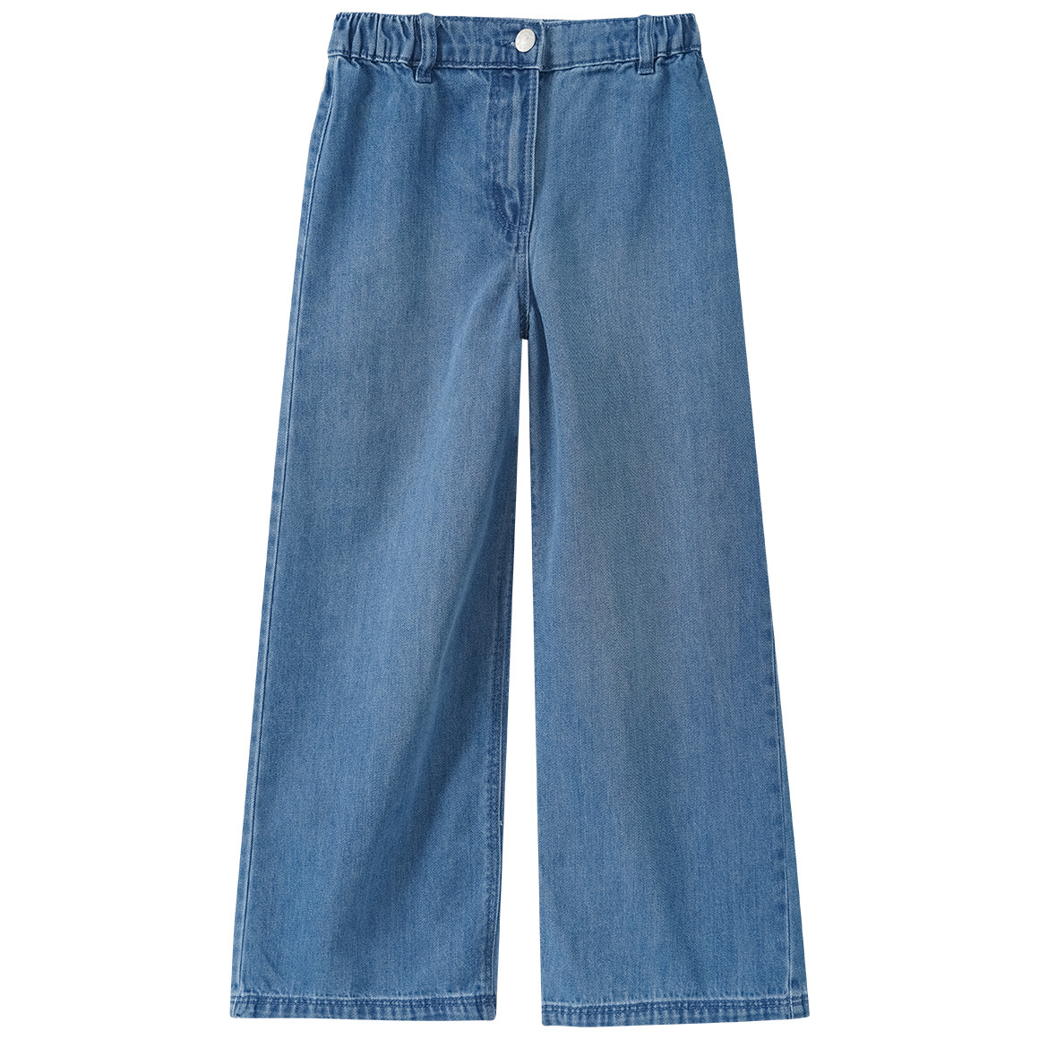 Mädchen Wide-Leg-Jeans mit Uesed-Waschung