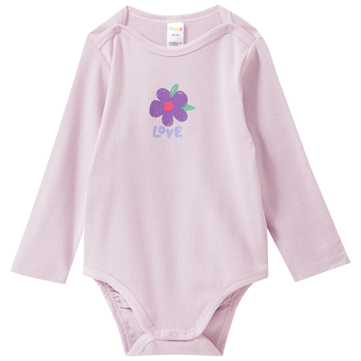 5 Baby Bodys mit Rippstruktur