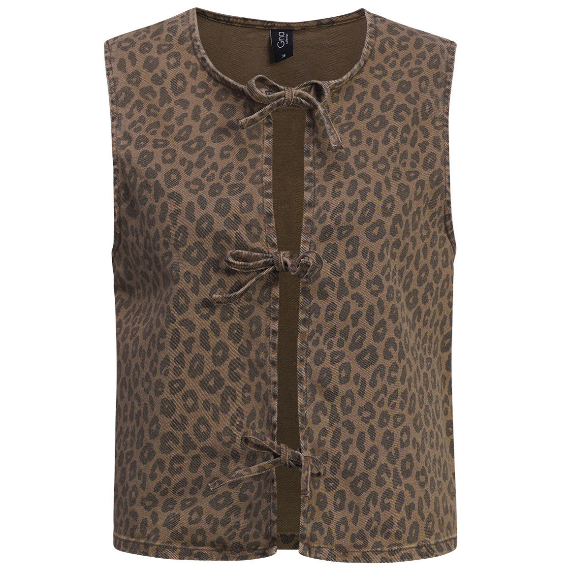 Damen Jeansweste im Leo-Look