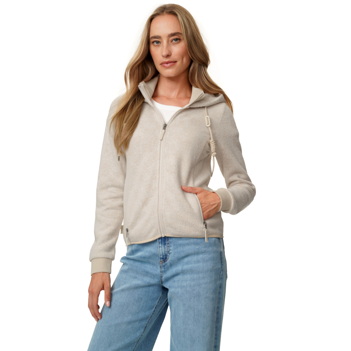 Damen Strickfleece-Jacke mit Kapuze