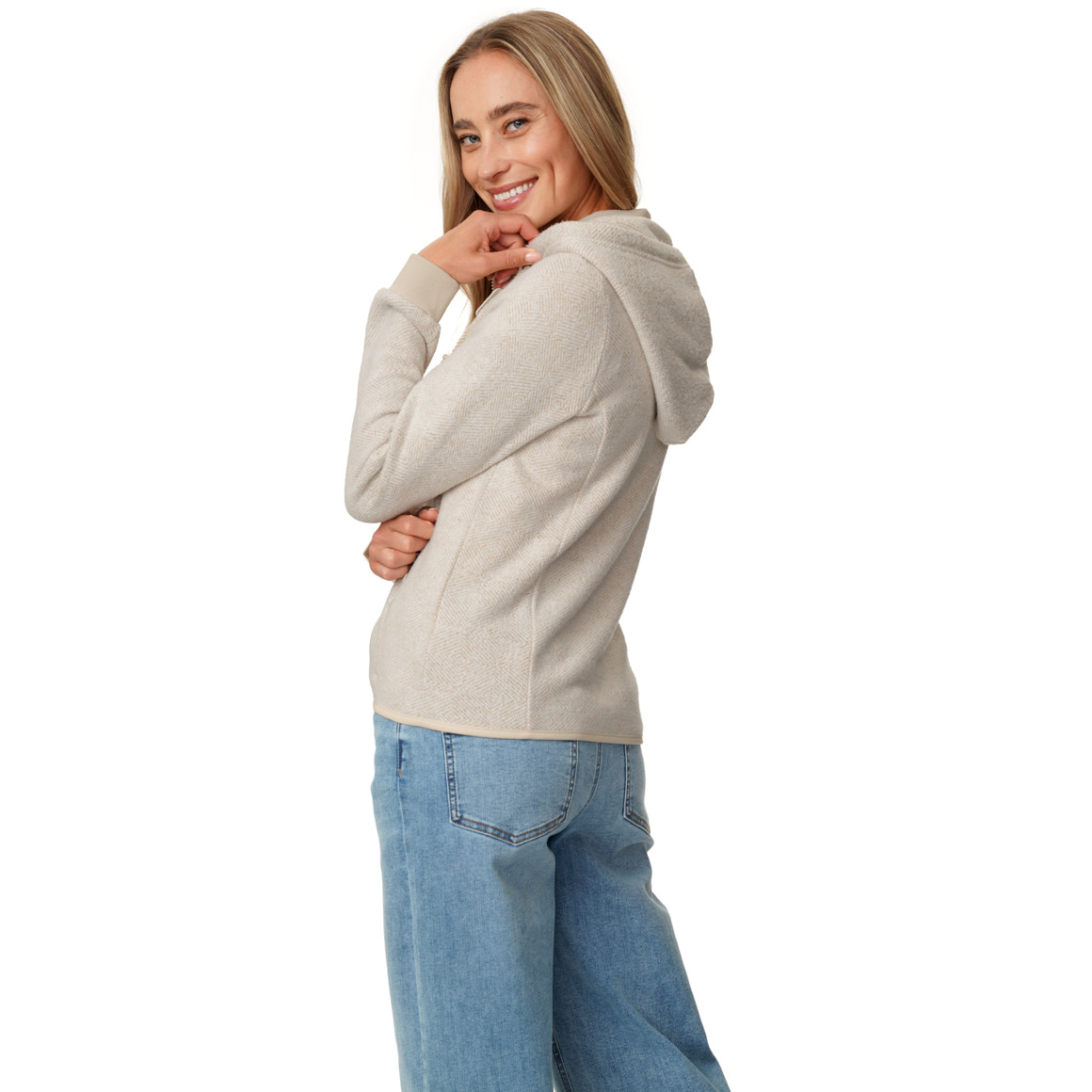 Damen Strickfleece-Jacke mit Kapuze