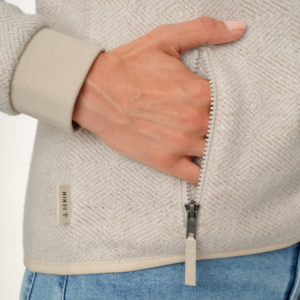 Damen Strickfleece-Jacke mit Kapuze