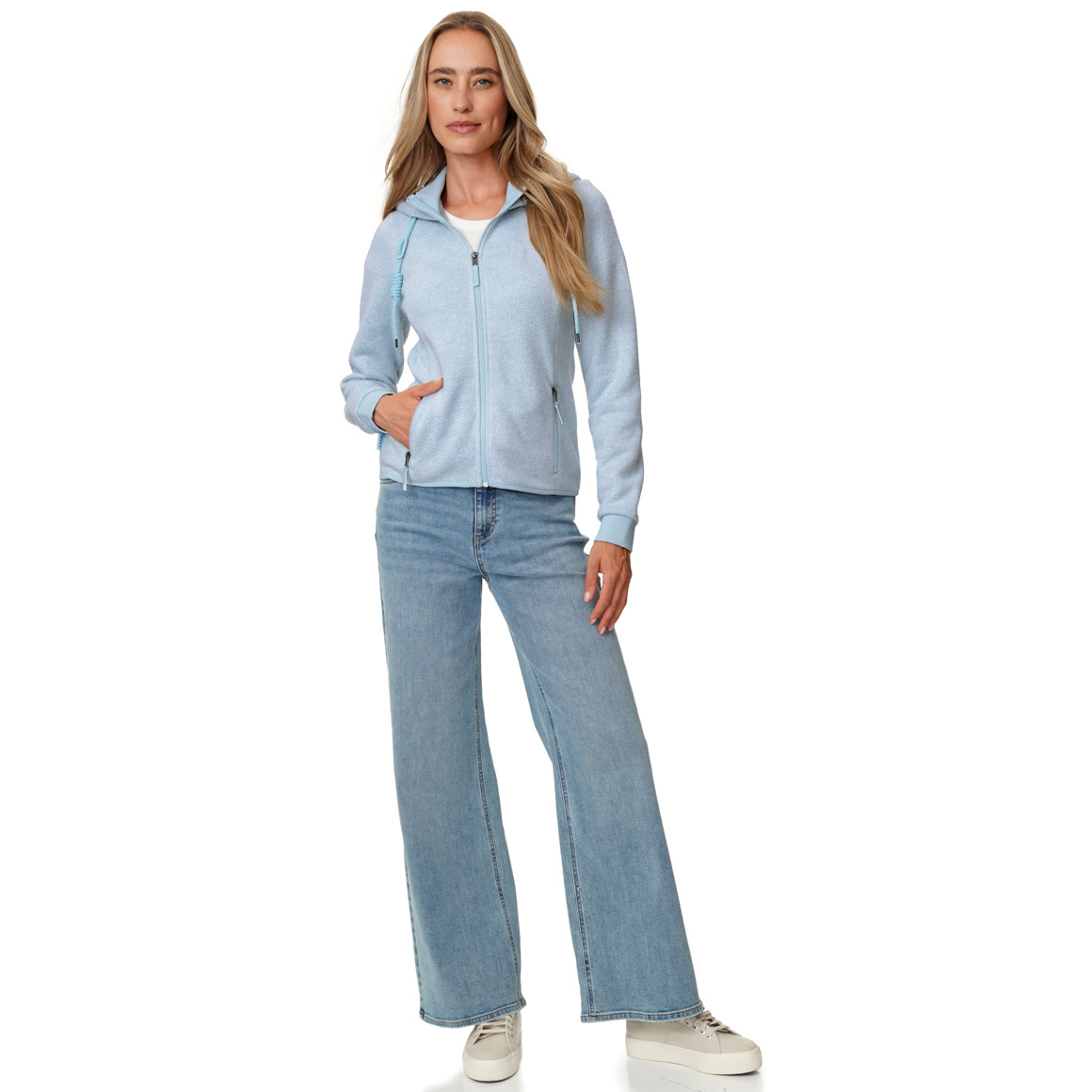 Damen Strickfleece-Jacke mit Kapuze