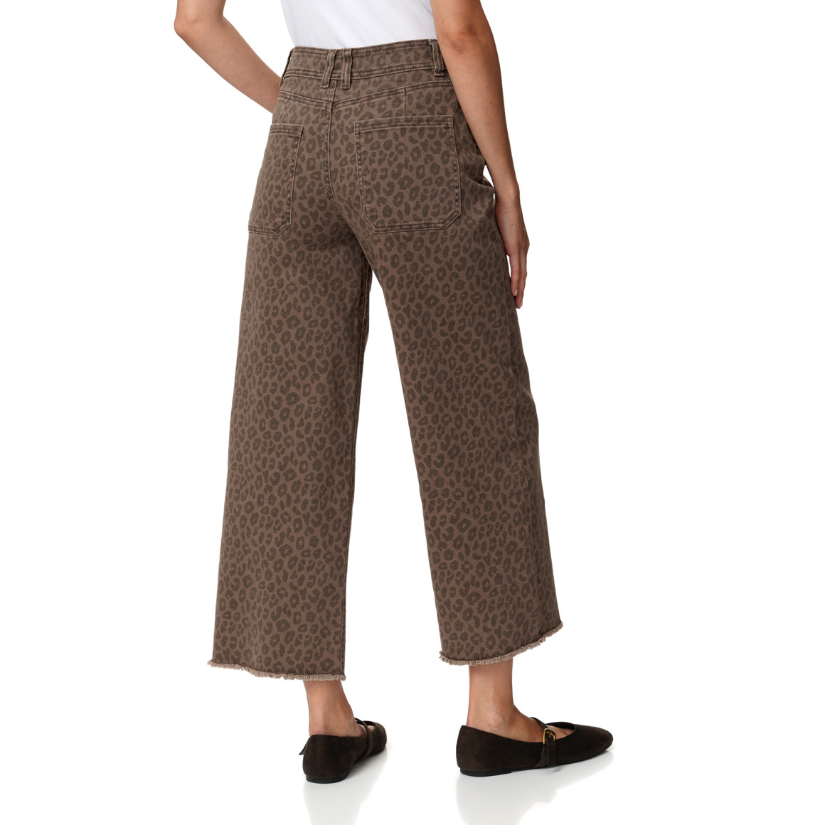 Damen Wide-Leg-Jeans im Leo-Look