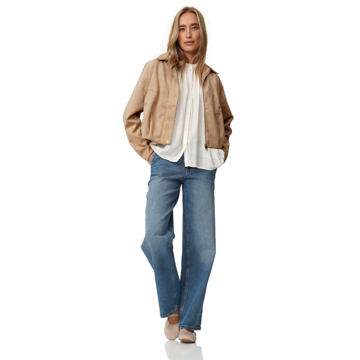 Damen Jacke in Veloursleder-Optik