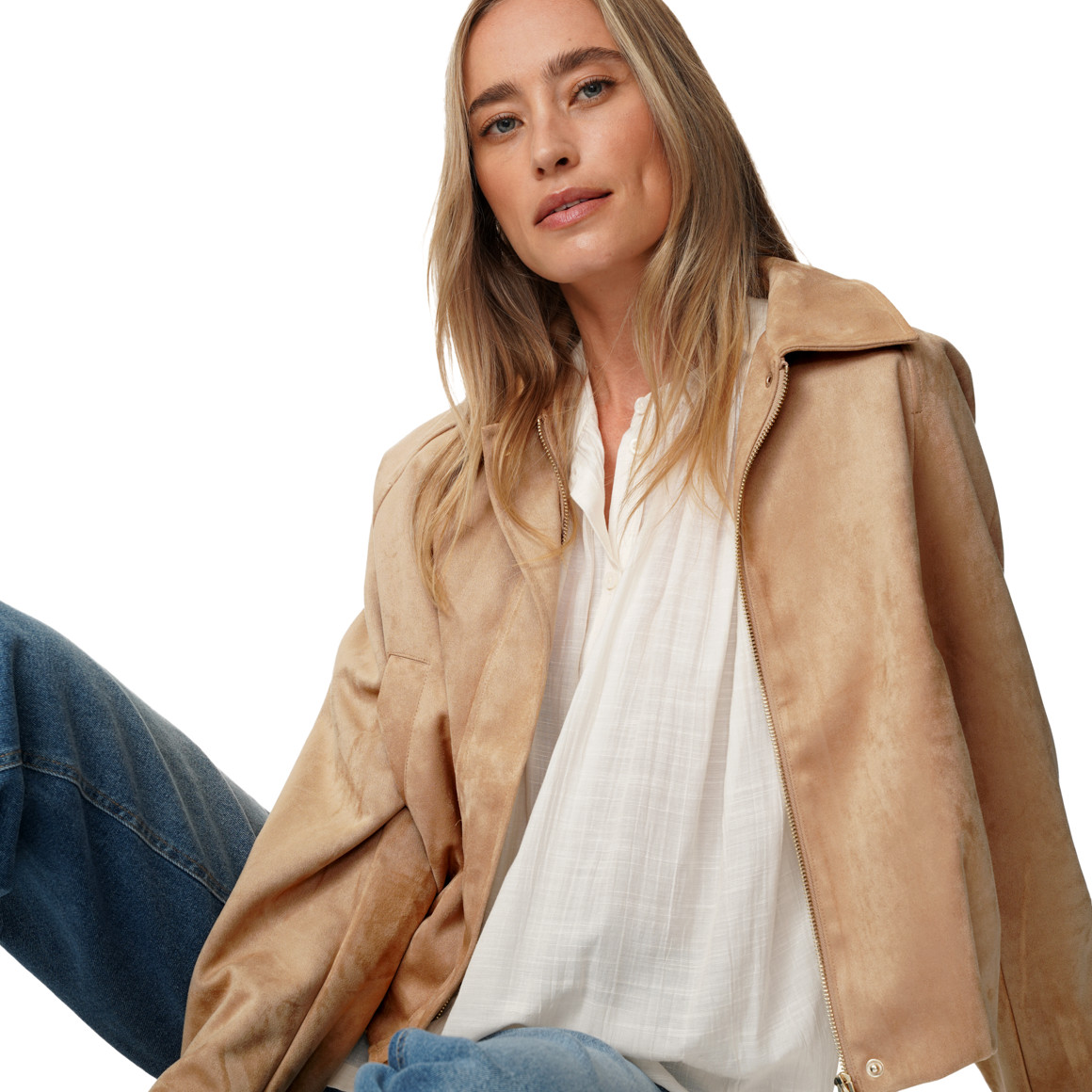 Damen Jacke in Veloursleder-Optik