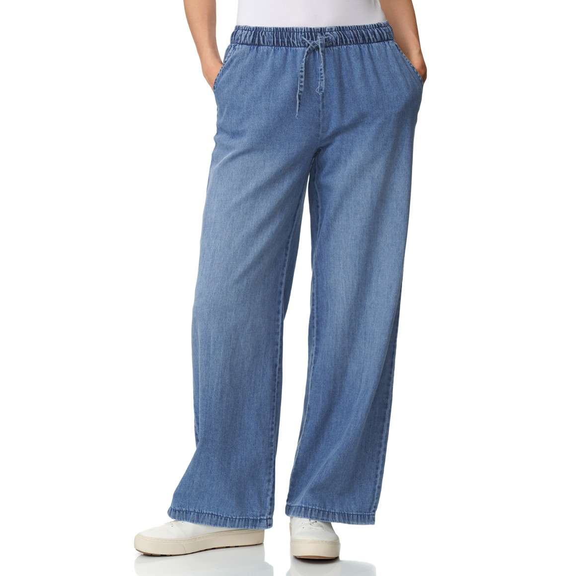 Damesjeans Wide-Leg met een brede tailleband