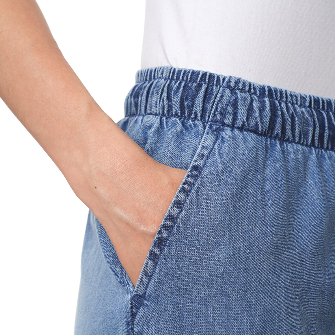 Damesjeans Wide-Leg met een brede tailleband