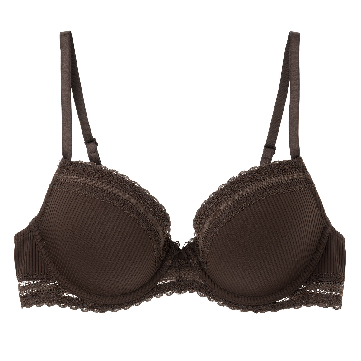 Dames beugel-bh met ribbelstructuur en kant