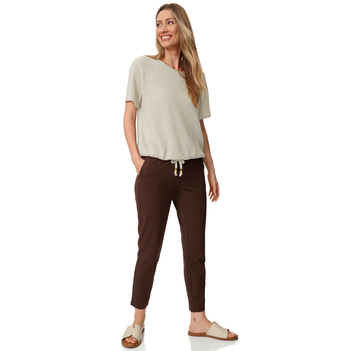 Dames T-shirt met knoopdetail