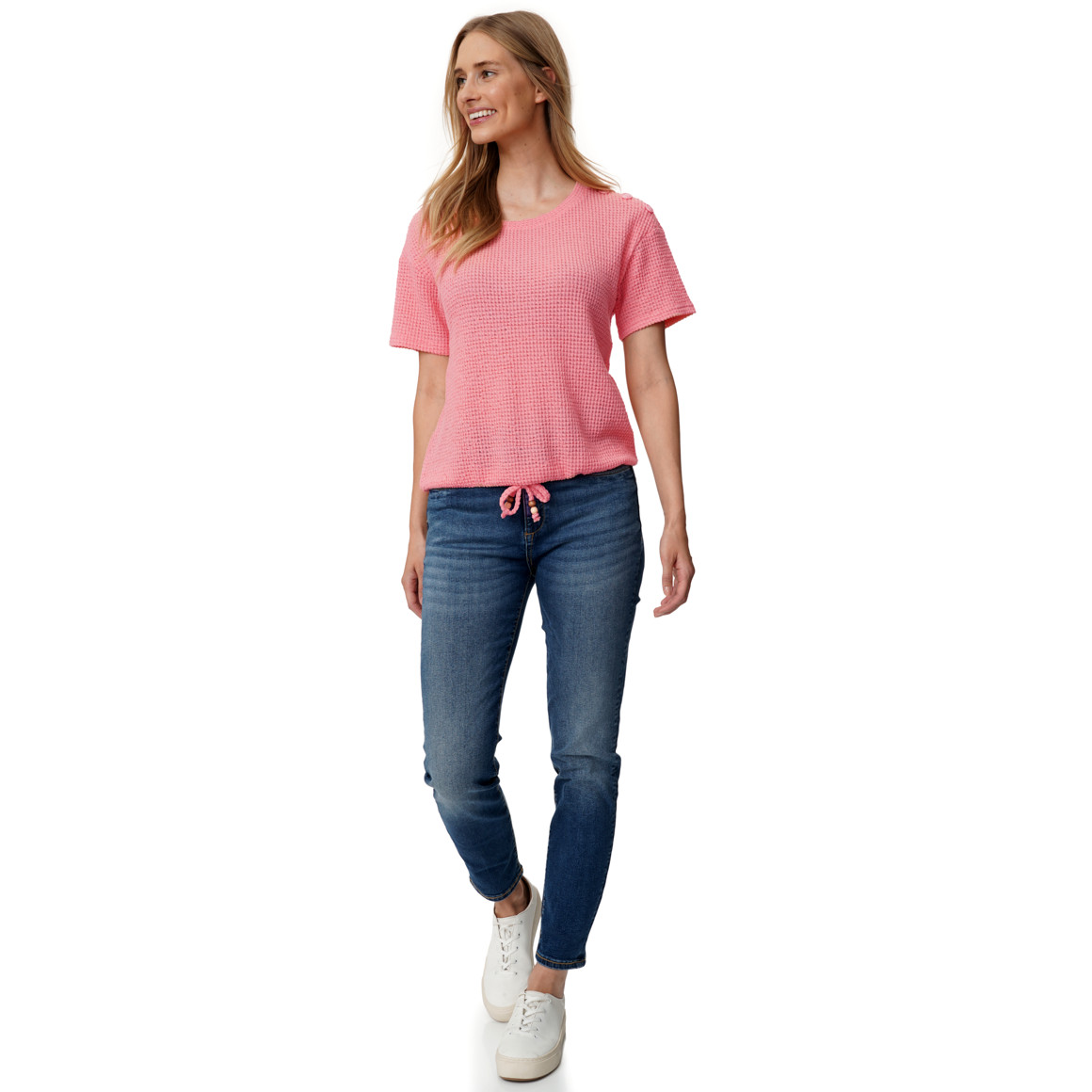 Dames T-shirt met knoopdetail