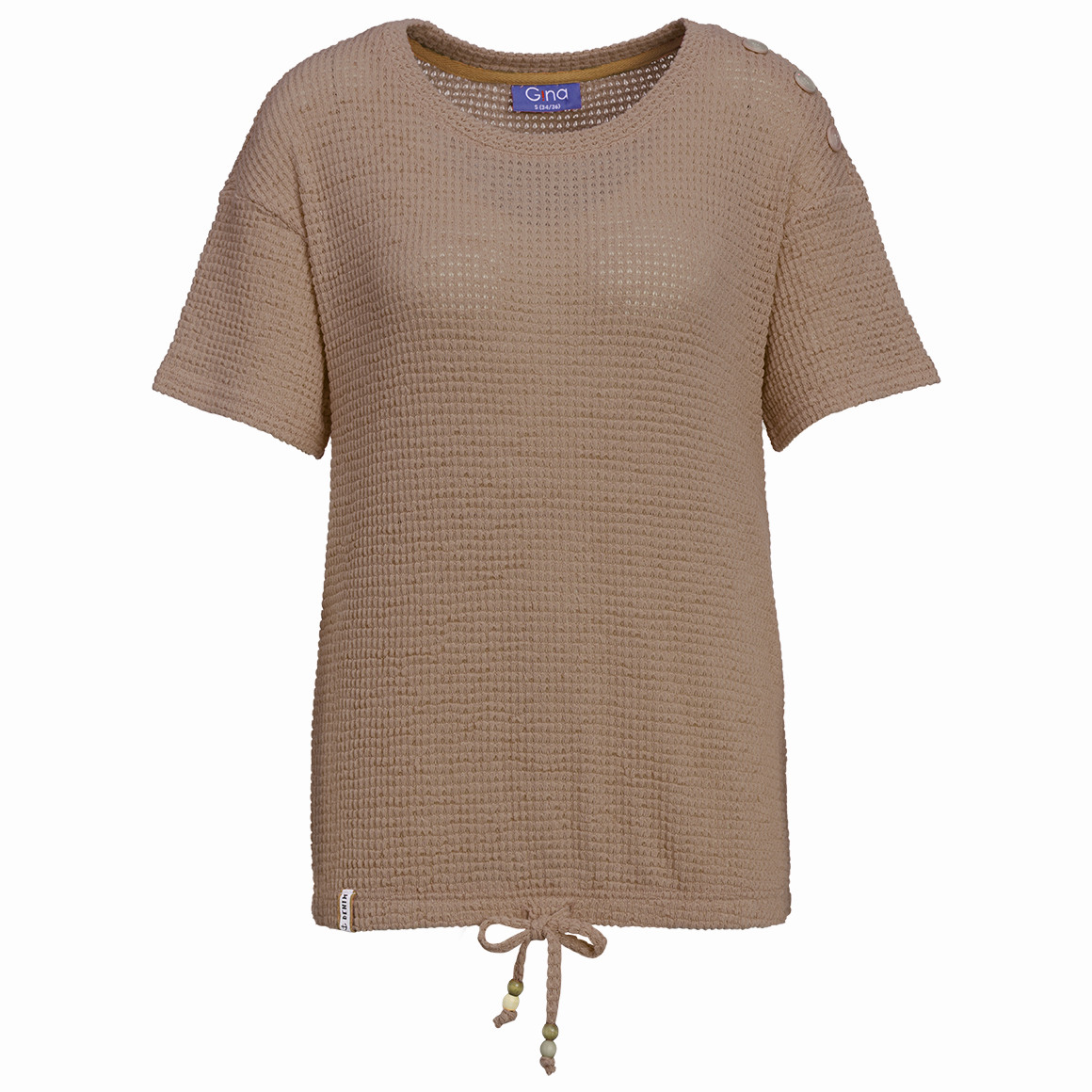 Dames T-shirt met knoopdetail