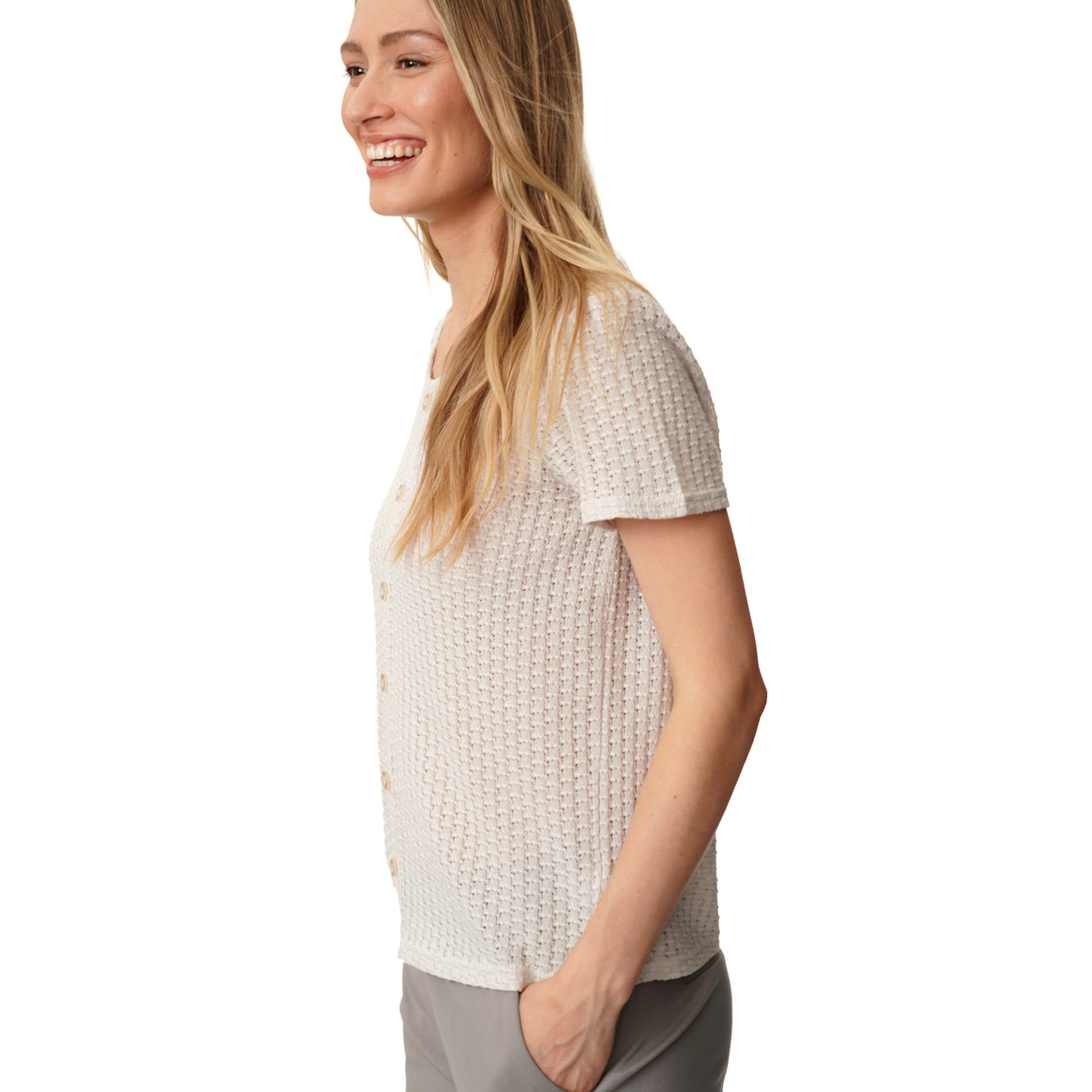 Damen T-Shirt mit Lochstickerei