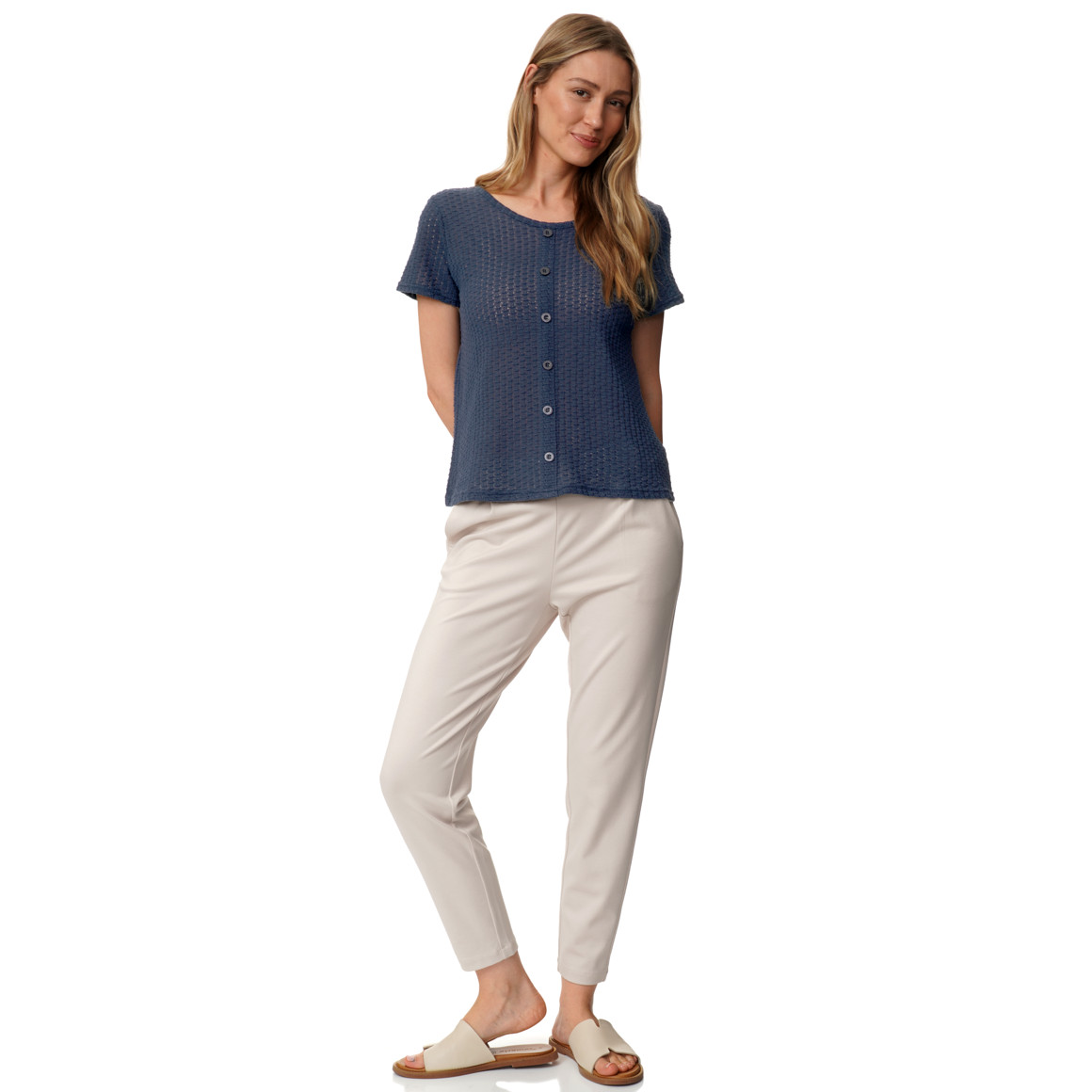 Damen T-Shirt mit Lochstickerei