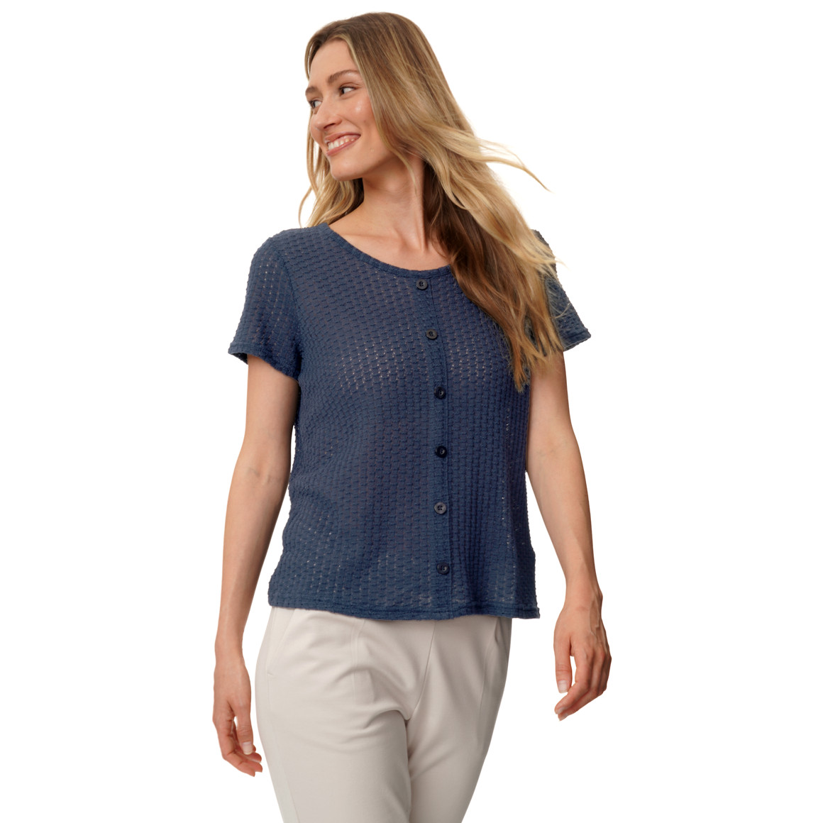 Damen T-Shirt mit Lochstickerei